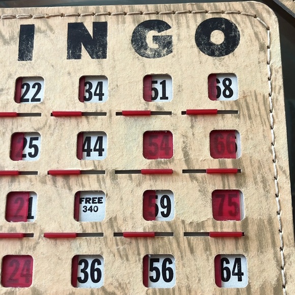 Bundle of 10 vintage Bingo cards faux wood board game cards boards 60s - Picture 9 of 13